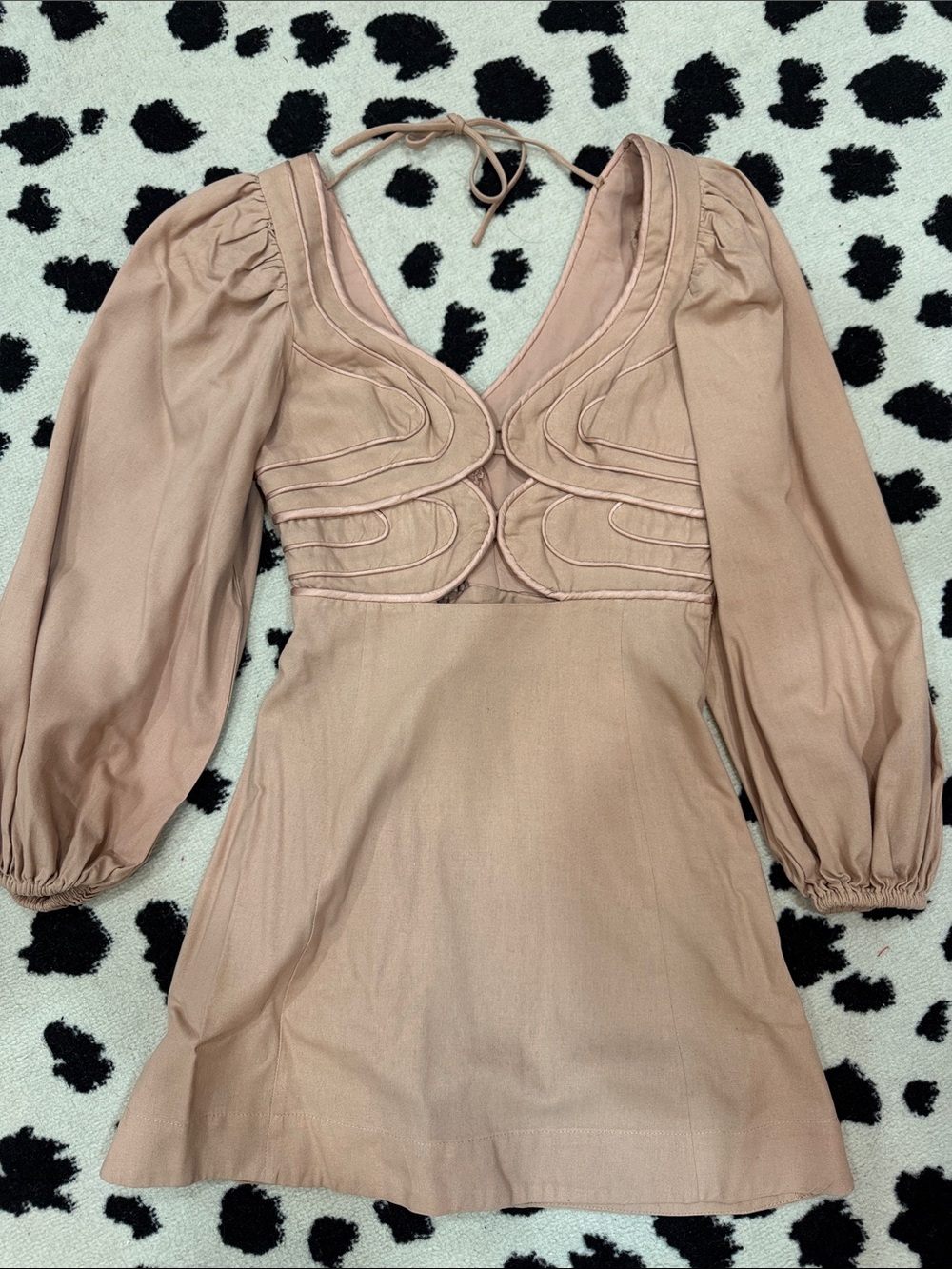 Farm Rio blush  Pink Puff Sleeve Mini Dress